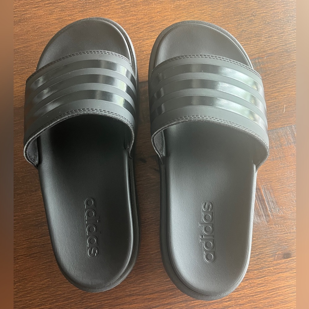 Adidas Black Platform Slide Sandals